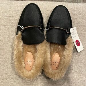 A new day black and faux fur loafers